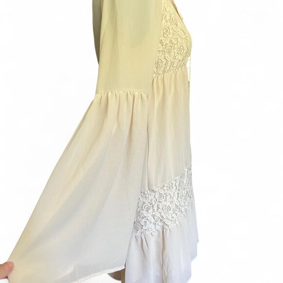 Flying Tomato Women's Boho Hippie Cottagecore Swing Cream Dress medium - Picture 5 of 8